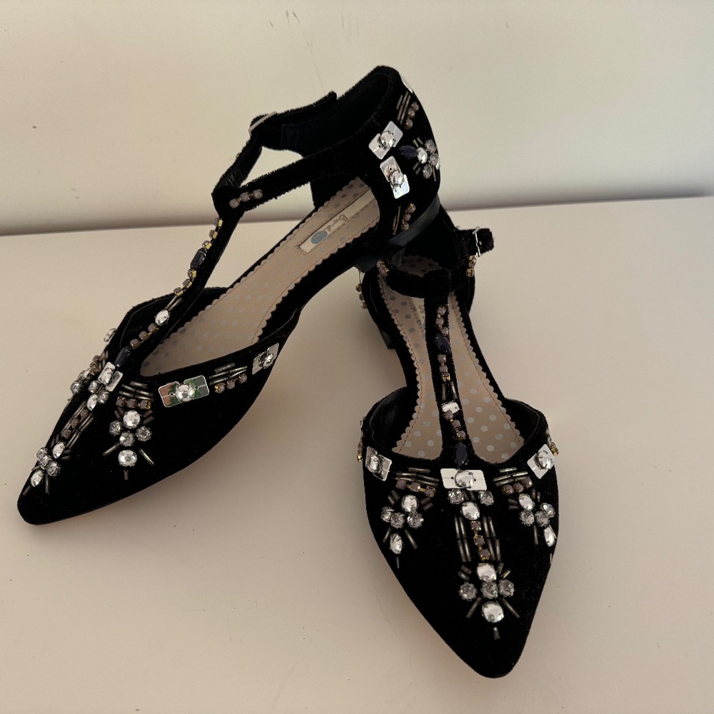 Boden Velvet Embellished flats